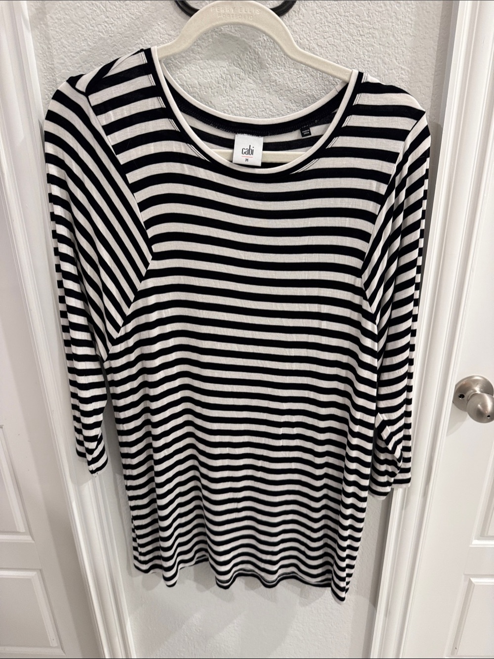 CAbi STYLE 5188 Navy and White Striped Long Sleeve Top